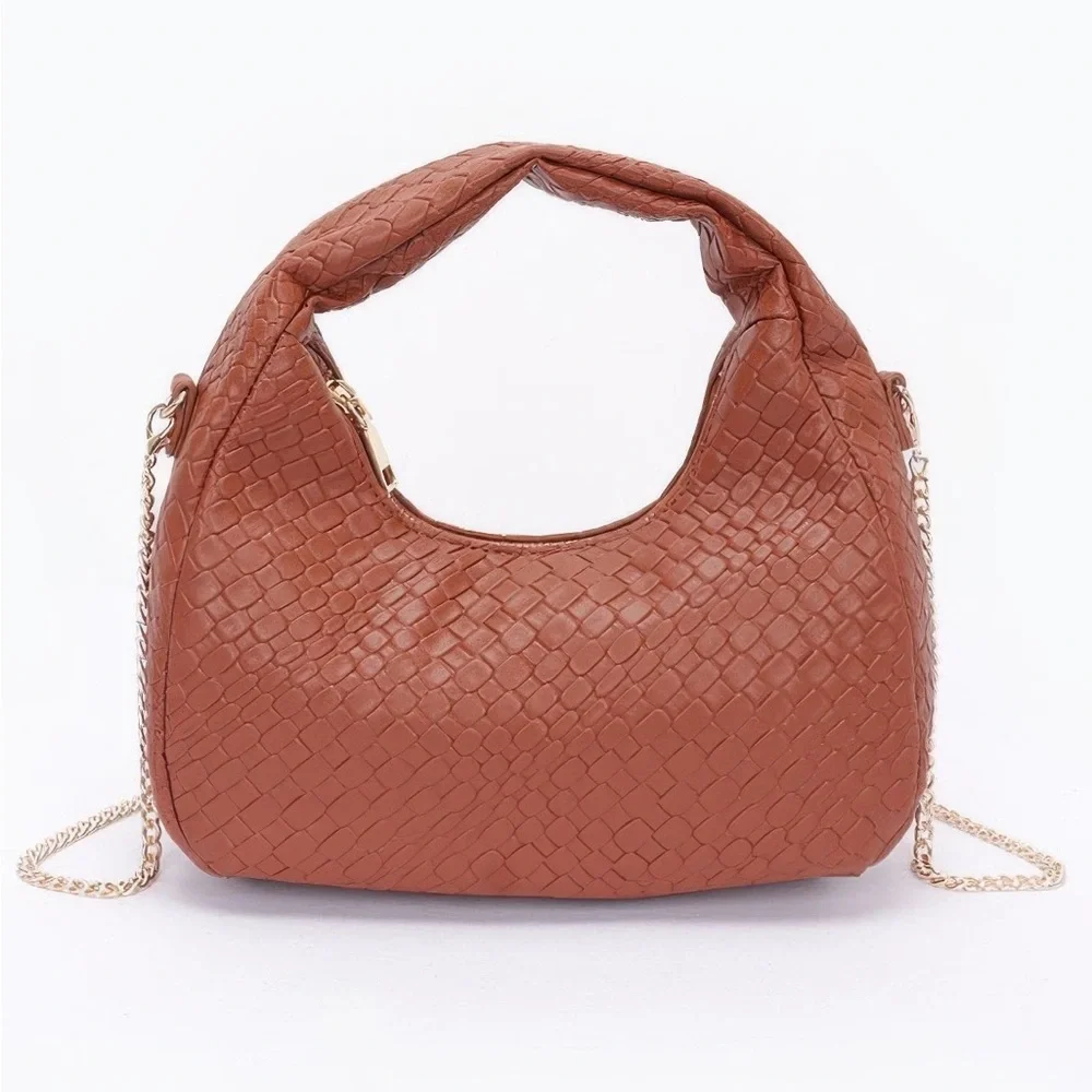 Embossed Faux Leather Hobo Bag